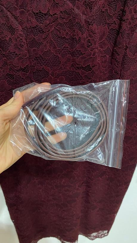 Mohito čipkované midišaty s opaskom bordové 32, mohito,32 / 34