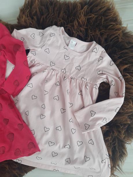 2x detské srdiečkavé šaty h&m 98/104, h&m,98