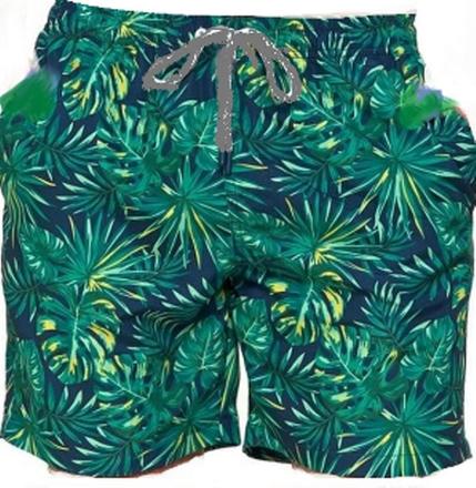 Plavky s tropickým vzorom zelených listov,v.xl/xxl, xxl