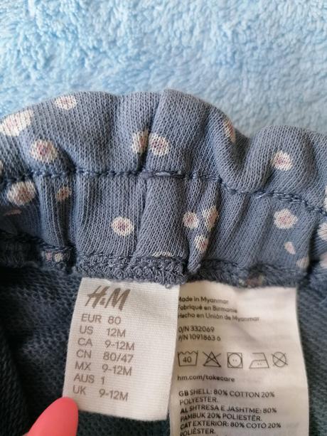 Modré kvietkovane teplaciky, h&m,80