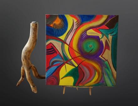 Ručne maľovaný abstraktný obraz (akryl, plátno), 