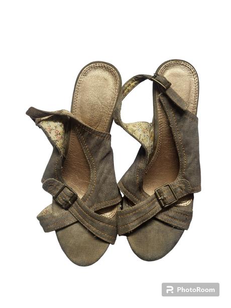 Dámske ľanové sandálky na platforme, 37