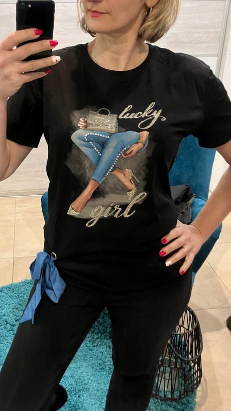 Dámske tričko s potlačou a mašličkou (l/xl), l / xl