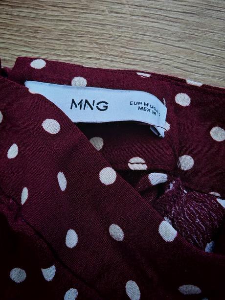 Nádherné burgundy bodkované šaty, mango,s