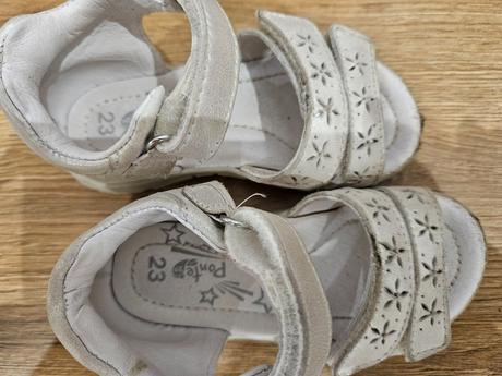 Biele kožené sandálky, veľkosť 23, 23