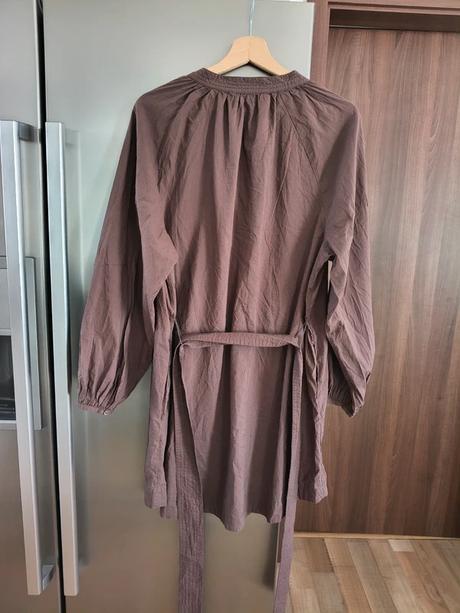 Kappahl bavlnené hnedé voľné šaty s opaskom m-l-xl, kappahl,l