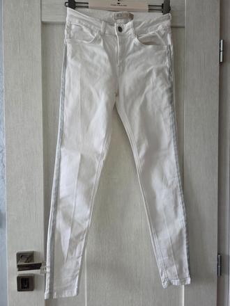 Biele úzke džínsy s bočnými pruhmi od značky zara, zara,m