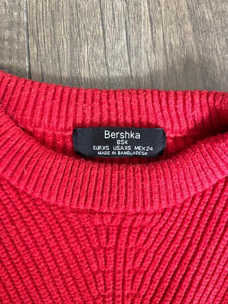 Červený pletený sveter, bershka,xs