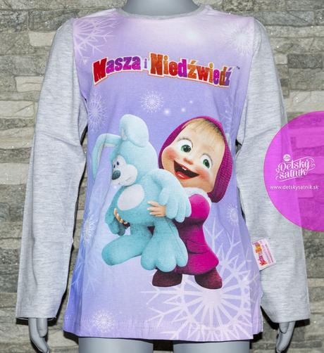 Tričko s dlhým rukávom máša a medveď., 122 / 128