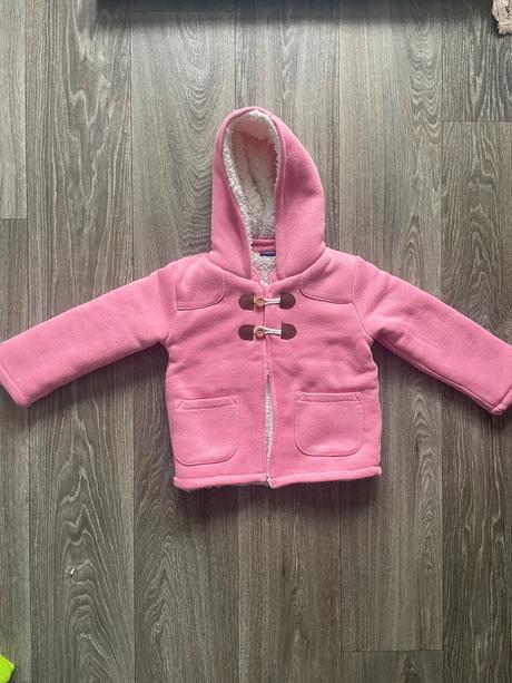 Teplý ružový kabátik s kožušinou a kapucňou, lupilu,86
