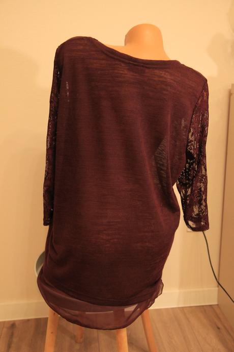 Bordový sveter s čipkou, xxl, xxl