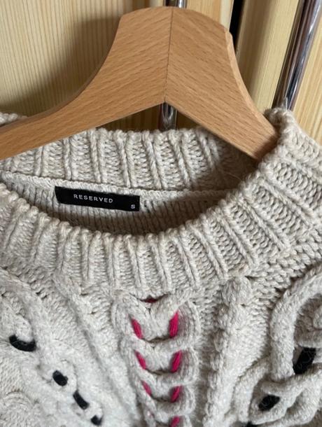 Hrubý béžový prepletený sveter reserved s, reserved,s