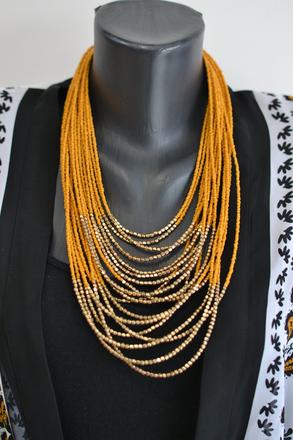 Žlto-zlatý korálkový náhrdelník, h&m