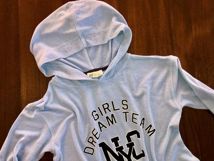 Modrá úpletová mikina, h&m,152