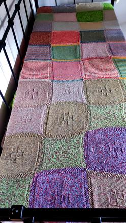 Veľká patchwork pletená deka,