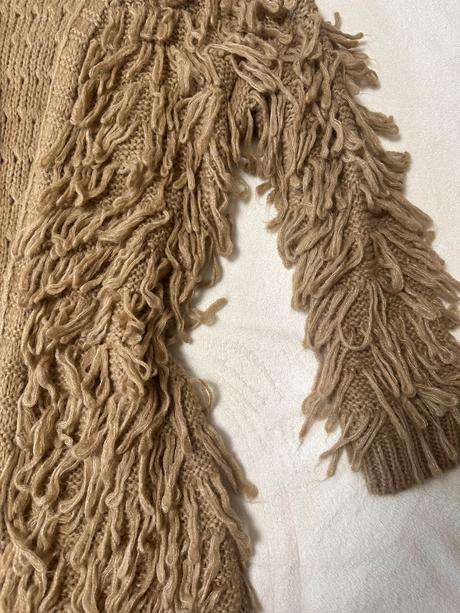 Koňakový dlhý kardigán bez zapínania, 