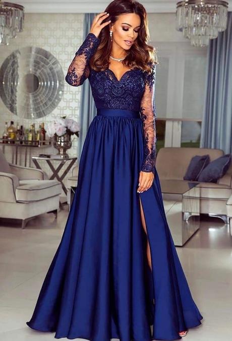 Tmavomodré spoločenské šaty, m