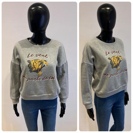 Dámska mikina s potlačou a nápisom sivá (s), s