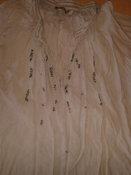 Bezova bluzka s koralikmi, xl