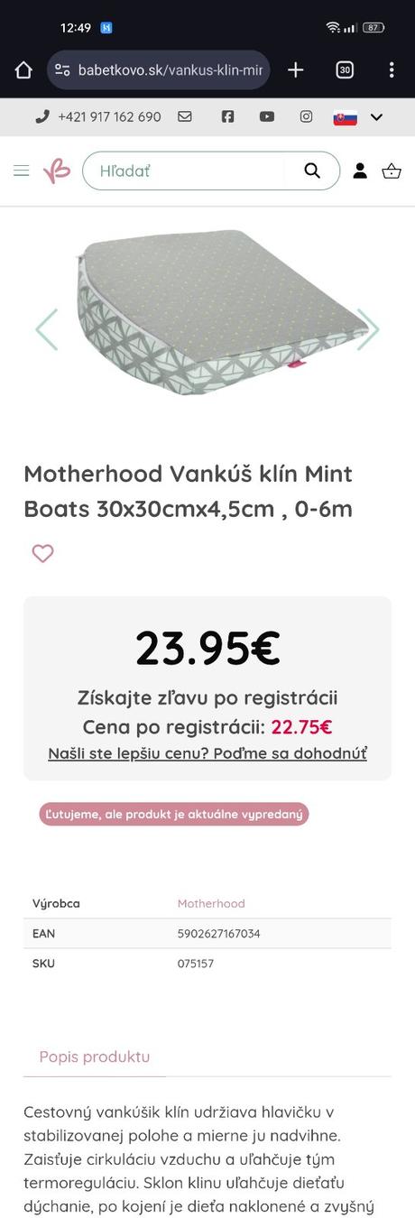 Polohovací klin do postieľky/kočíka, 