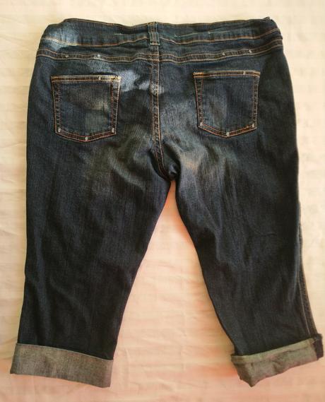 Dámske riflové elastické trištvrťáky, papaya, papaya,xl