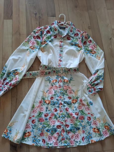 Šifónové košeľové kvetované šaty, l