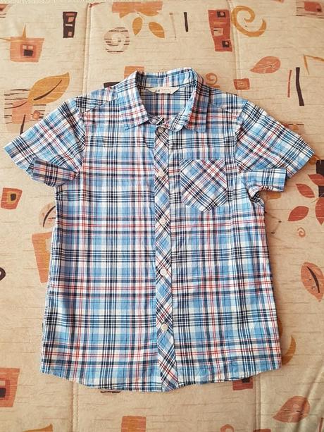 Kockovaná košeľa s krátkym rukávom č.128, h&m,128