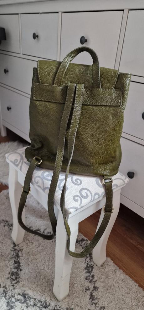 Nový tovar taliansky khaki kožený ruksak, 