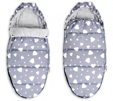 Fusak maxi s minky 105x50cm - srdiečka, sivý,