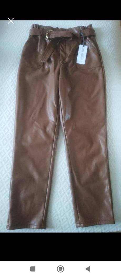 Dámske koženkové denim nohavice, l