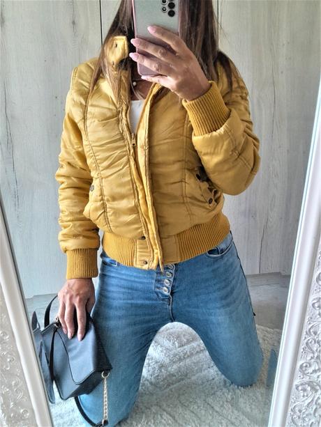 Horčicovo zlatá zimná bunda-s, s