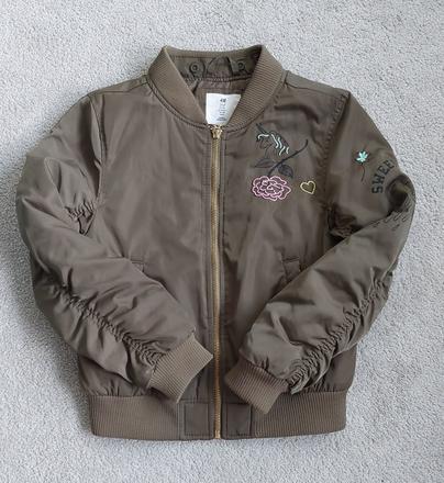 Dievčenská kaki bombera s nášivkami h&m, h&m,128