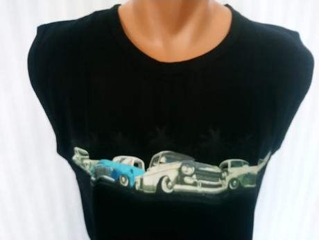 Pánske čierne tričko autá, gomeb, m, m