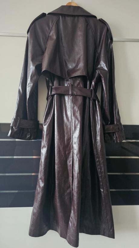 Kožený trenčkot, bershka,l