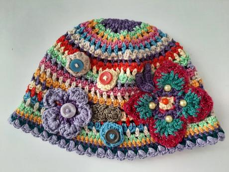 Hačkovaná čiapka velk. obvod 2 x 24 cm., 86 / 92 / 98 / 104