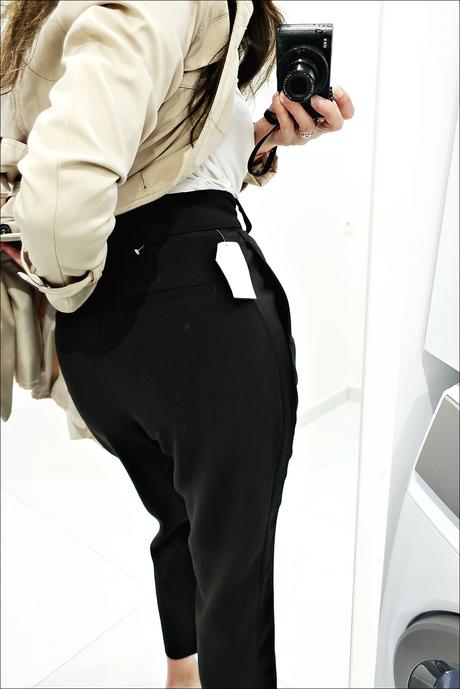 Elegantné čierna paper bag nohavice, h&m,36