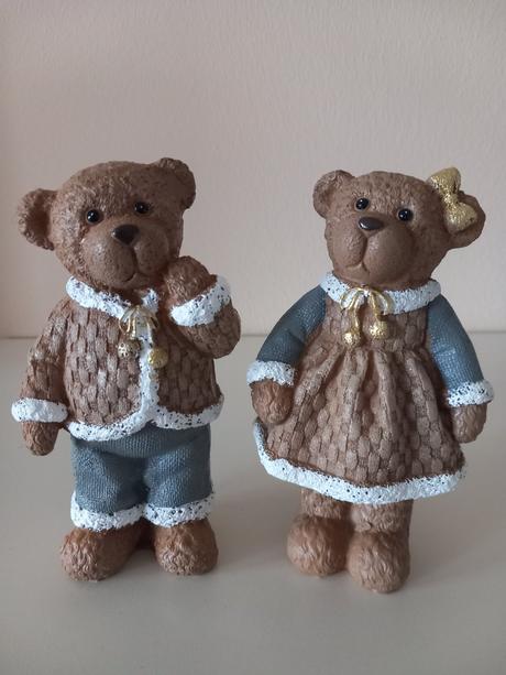 Sada 2ks stojacie keramické medvedíky, 