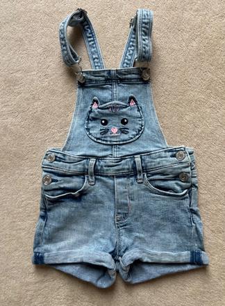 Riflové kraťasy s trakmi a mačičkou, h&m,116