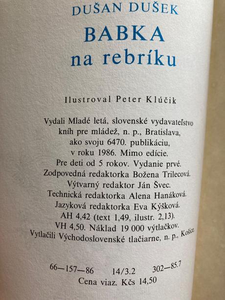 Babka na rebríku dušan dušek prvé vydanie (1986),