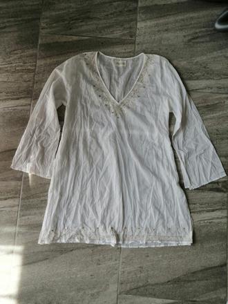 Ľahké bavlna šaty so zlatou výšivkou, vl, l