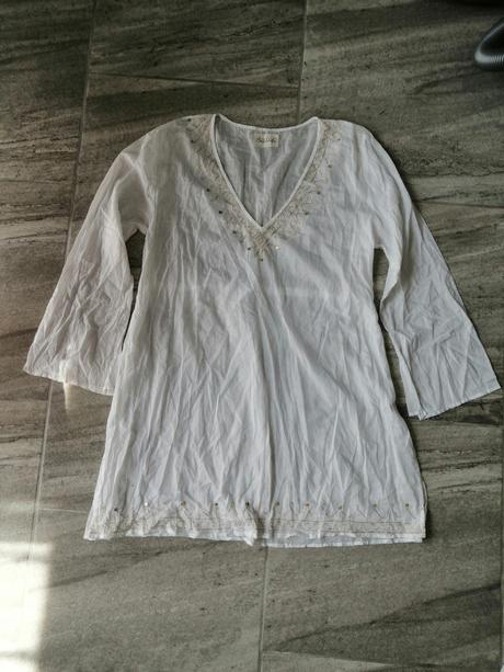 Ľahké bavlna šaty so zlatou výšivkou, vl, l