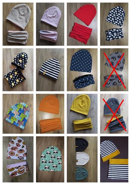 Zimny set - ciapocka plus nakrcnik, rozne vzory, 56 - 146