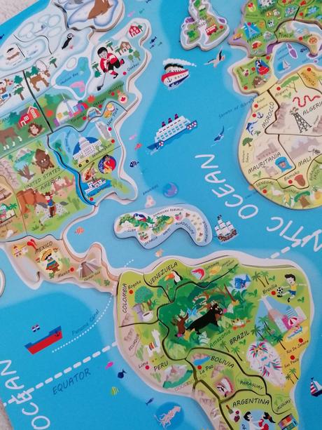 Magnetická mapa sveta/puzzle woody,