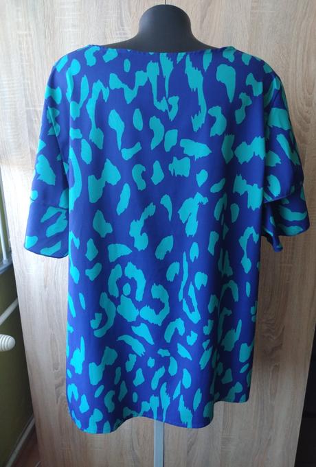 Modro-zelená vzorovaná blúzka s volánmi, xxxl