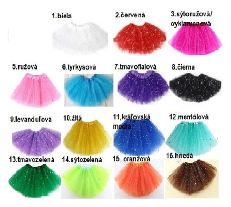 Tutu sukňa s trblietkami rozne farby v ponuke, <50 - xs