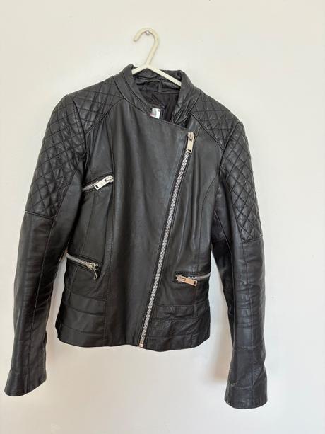 Mango kozena bunda s prava koza ovcia , leather ja, mango,s