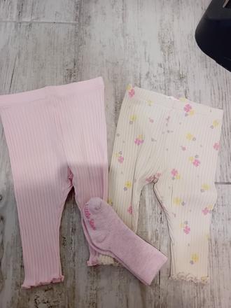 2x rebrovane legíny pre dievčatko, fox & bunny,68