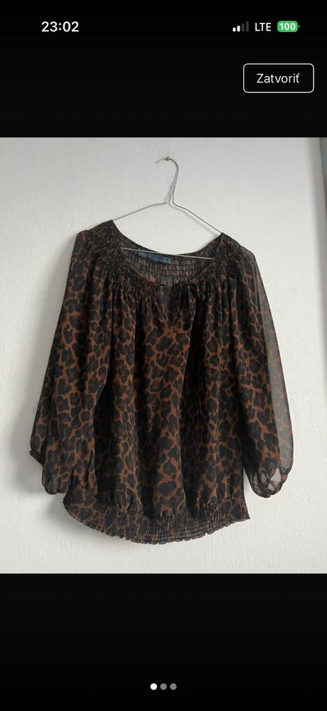 Zara tigrovana tunika tricko bluzka transparentna, zara,s