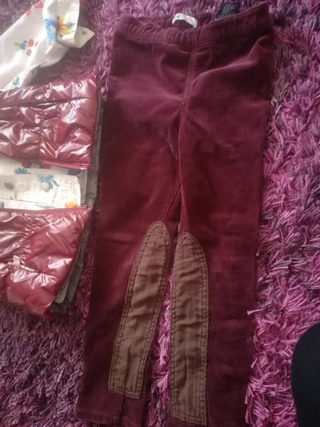 Bordový hrubý jeginns, h&m,116