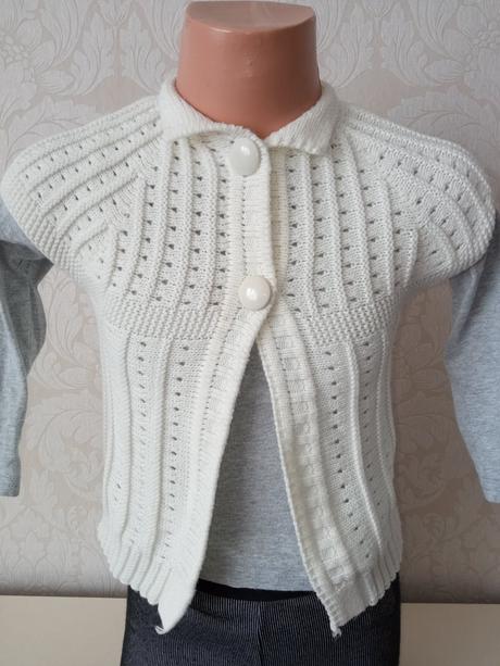 Maslový pletený sveter s krátkym rukávom, 86